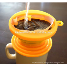 FDA BPA Free China Professional Hersteller Lebensmittel Grade Portable Hitzebeständige Collapsible Silikon Kaffee Dripper